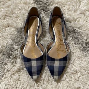 Sam Edelman blue plaid d’orsay flats